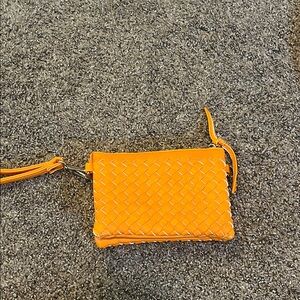Charming Charlie Vibrant Orange Woven Clutch